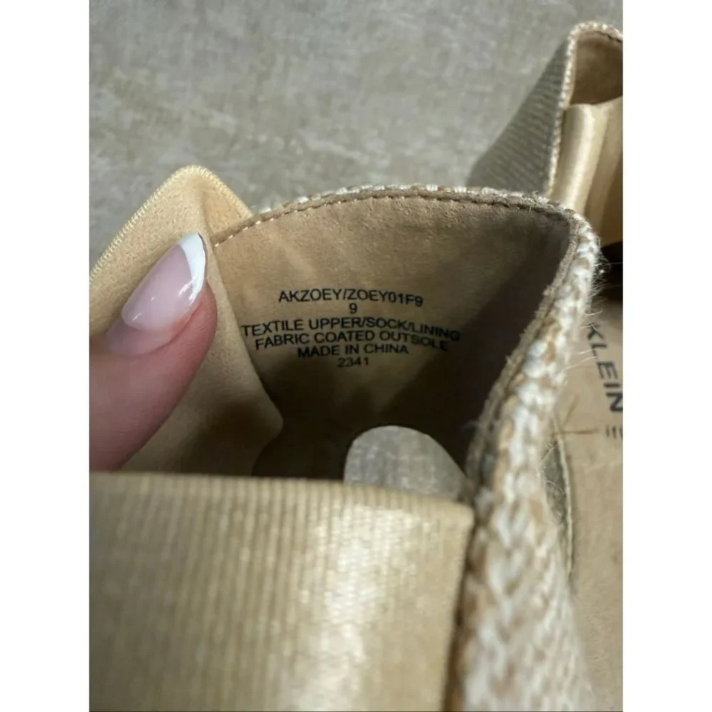 Anne Klein Women's Zoey iFlex Espadrille Slip On Wedge Sandals Natural Gold Sz 9